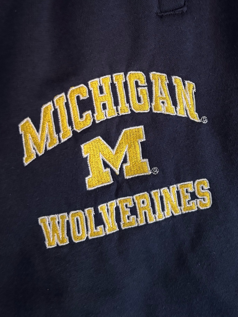University of Michigan Embroideredm Navy Sweatpants with Yellow Lettering - Picture 5 of 5